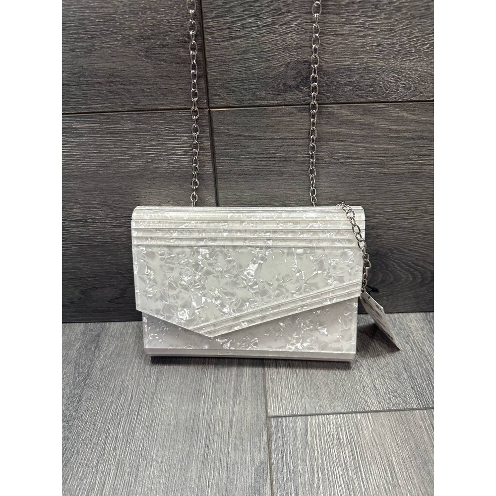 INC International Concepts Silver Glitter Asymmetrical prom Clutch bag B000373